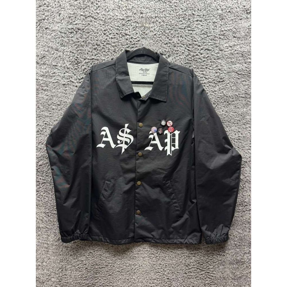Asap‎ Rocky x Awge Asap Worldwide Full Snap Windbreaker Jacket Black Mens Size M